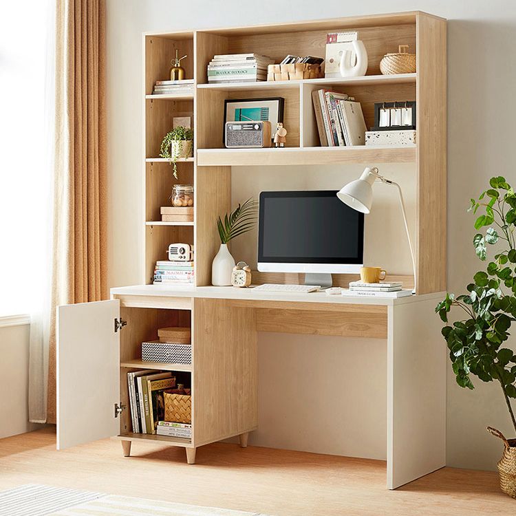 Gestion du câble contemporain bureau de bureau à domicile avec étagères de rangement