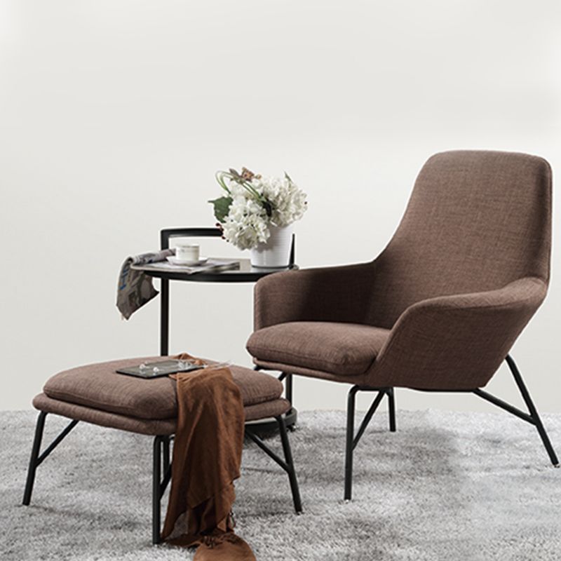 Linen Accent Chair Arms Included Accent Room Chair with Ottoman, 28.34" Wide Clearhalo 'Accent Chairs' 'accent_chairs' 'Chairs & Seating' 'furn' 'furn_accent_chairs' 'Furniture' 'Living Room Furniture' 1200x1200_8a0ed0da-e12f-4746-bba1-dabe402eefae