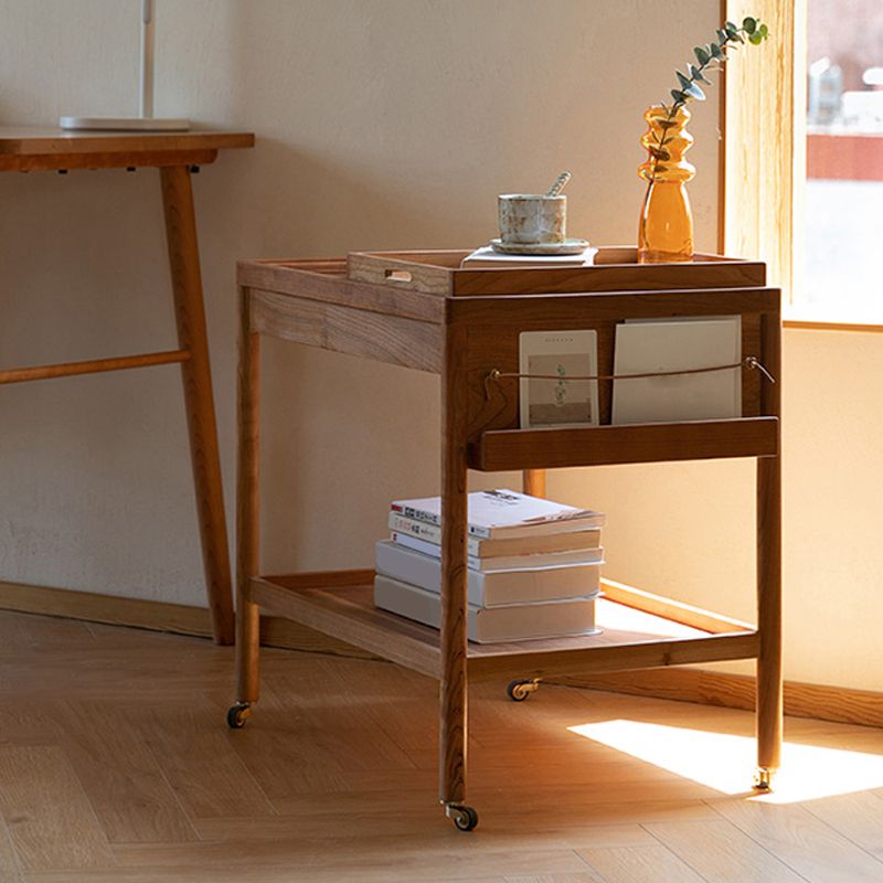 Contemporary Corner Table with Storage Rectangular Double Tier Living Room End Table