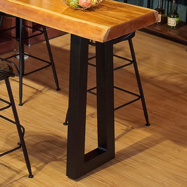 Pine Wood Bar Dining Table Industrial Bar Dining Table with Black Sled Base Clearhalo 'Bar Furniture' 'Bar Tables' 'bar_tables' 'Furniture' 'furniture_bar_tables' 'Kitchen & Dining Furniture' 1200x1200_8a108155-5bff-44b4-8f00-5b941f550d20