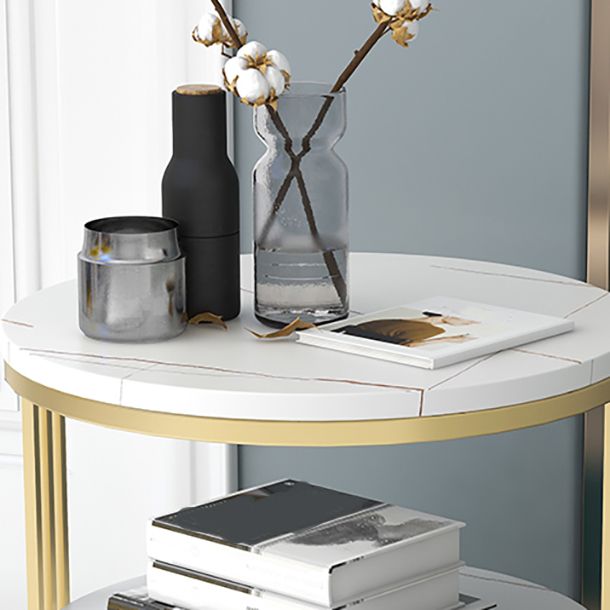 22" H Metal Nightstand Glam Stone Top 1-Drawer Open Storage Night Table Clearhalo 'Bedroom Furniture' 'furn' 'furn_night_stand' 'Furniture' 'night_stand' 'Nightstands' 1200x1200_8a110643-080f-42c3-820f-bffe74254abc