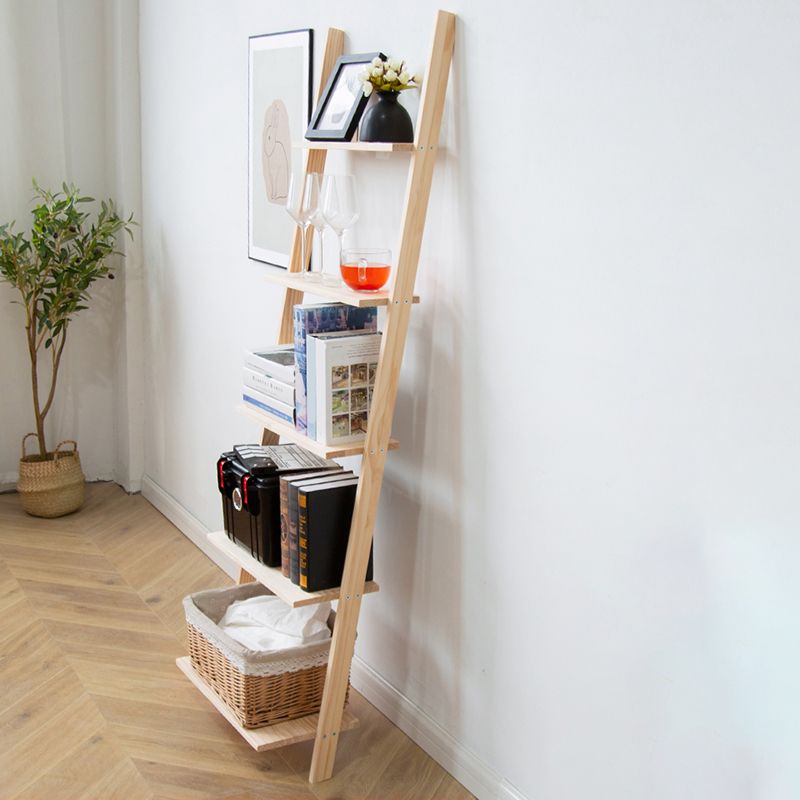 Contemporary Ladder Bookcase Solid Wood Open Back Bookshelf with Shelves Clearhalo 'Bookcases' 'furn' 'furn_bookcases' 'Furniture' 'Office Furniture' 1200x1200_8a140d40-5935-4242-a2b8-074dc988b62a