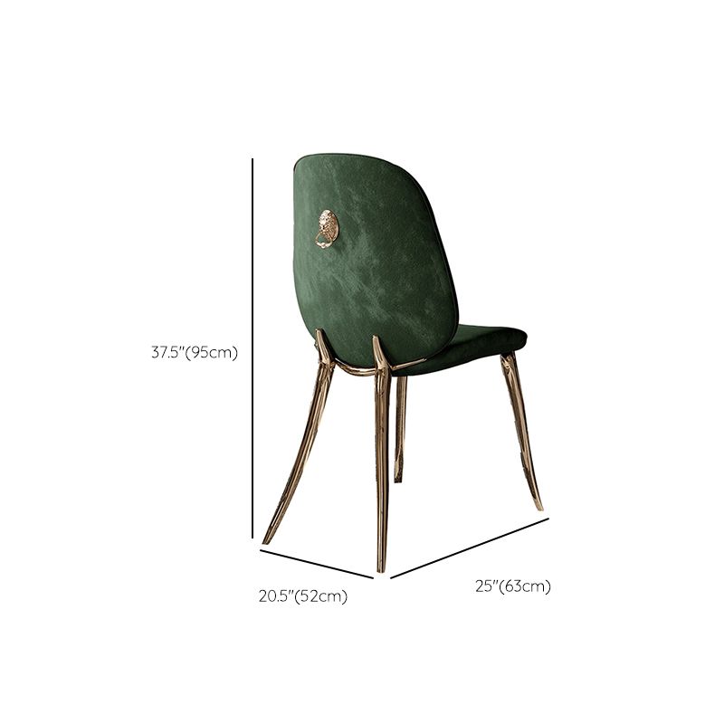 Nordic Style Armless Dining Chairs Glam Side Chairs with Metal Base