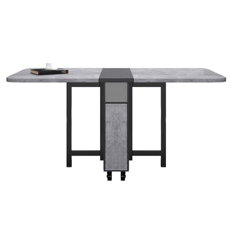 Mid-Century Modern Rectangle Dining Table Drop-Leaf Table with Solid Wood Base Clearhalo ' dining_table' 'Dining Tables & Seating' 'Dining Tables' 'furn' 'furn_dining_table' 'Furniture' 'furniture_dining_table' 'Kitchen & Dining Furniture' 'kitchen&dining_furn' 'kitchen' 'kitchen_dining_table' 1200x1200_8a1656b1-129c-4f85-b4b1-566e38fa5d92