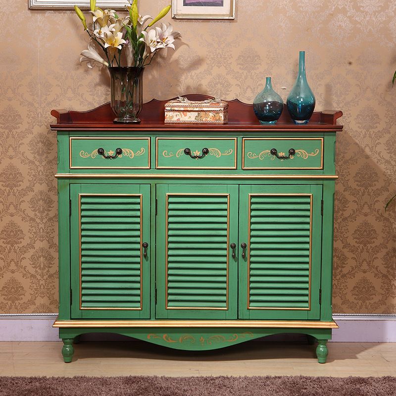 47.2" Tall 2/3 - Door Hand Painted Accent Cabinet with Drawers - Wood