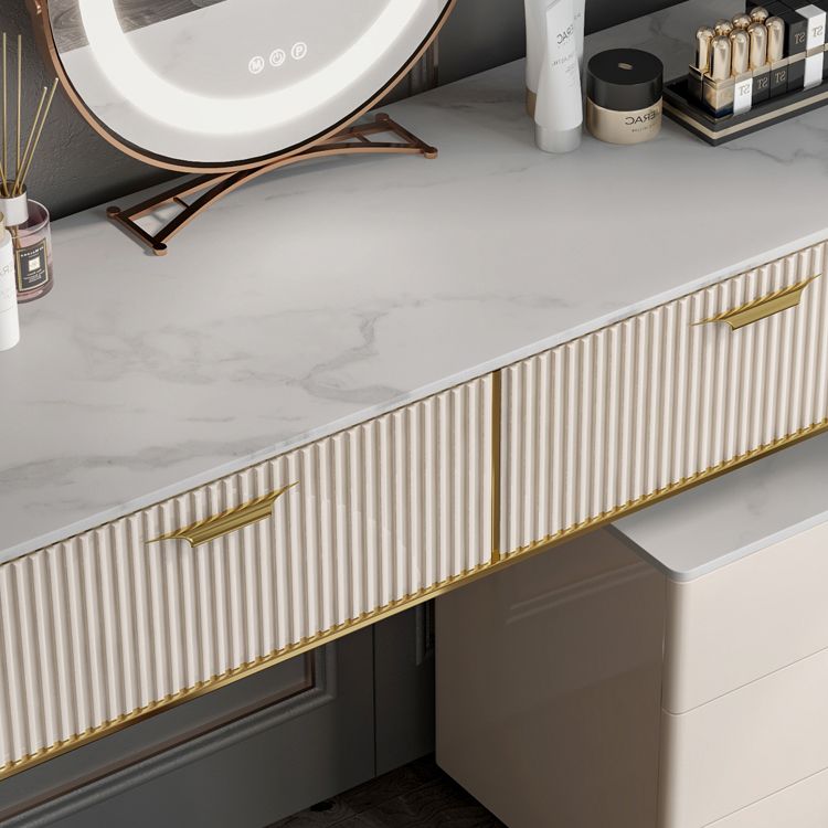 2/5-DRAWER-VALITY Make-up-Tisch-Set Metall-Schminktisch in Beige