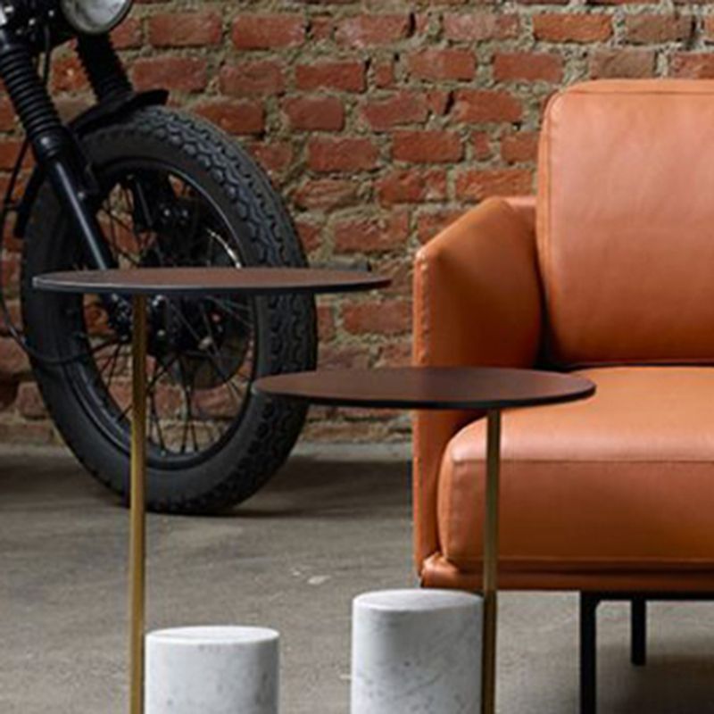 Contemporary Pedestal End Table Round Glass Top Side End Table