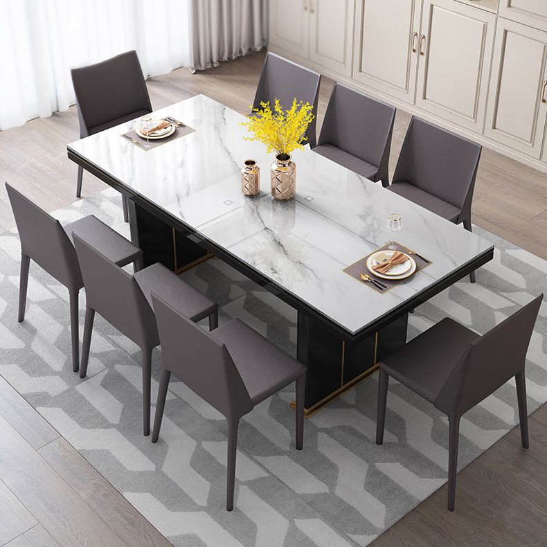 Traditional Luxury Dining Table White Rectangle Sintered Stone Table with Metal Base Clearhalo ' dining_table' 'Dining Tables & Seating' 'Dining Tables' 'furn' 'furn_dining_table' 'Furniture' 'furniture_dining_table' 'Kitchen & Dining Furniture' 'kitchen&dining_furn' 'kitchen' 'kitchen_dining_table' 1200x1200_8a19d297-10c0-42b0-ac53-19e9b9f8e791