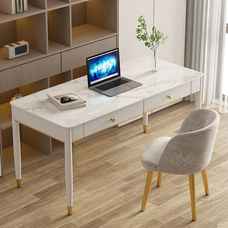 Rechteckiger zeitgenössischer Schreibtisch Stein Büro -Schreibtisch mit 1/2 Schubladen