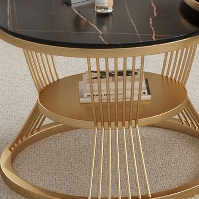 Metal and Slate Coffee Table Glam Round Frame Coffee Table Set Clearhalo 'Coffee & Accent Tables' 'Coffee Tables' 'coffee_tables' 'furn' 'furn_coffee_tables' 'Furniture' 'Living Room Furniture' 1200x1200_8a1b2985-5202-40ba-9818-2d6f5ef1eb50