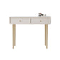 Wood and Stone with Drawers Vanity Table in White/Grey Makeup Desk