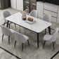 Rectangle Dining Table White and Gray Stone Modern Dining Table