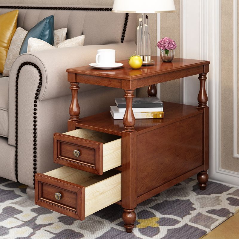 4 Legs Side Table Modern Wood Gold 2-Drawer Side End Snack Table Clearhalo 'Coffee & Accent Tables' 'End & Side Tables' 'end_side_table' 'end_side_tables' 'furn' 'furn_end_side_tables' 'Furniture' 'furniture_end_side_table' 'Living Room Furniture' 1200x1200_8a22327b-2350-4323-aaa5-9d76450d808f