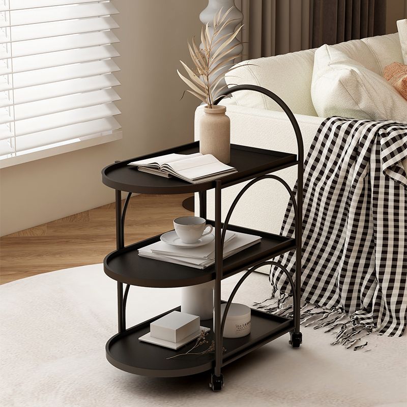 Tavolo da estremità ovale a 3 livelli con ruote laterale moderno con ruote