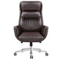Chaise de gestionnaires à mécanisme d'inclinaison marron, avec appui-tête, chaise de bureau rembourrée pivotante