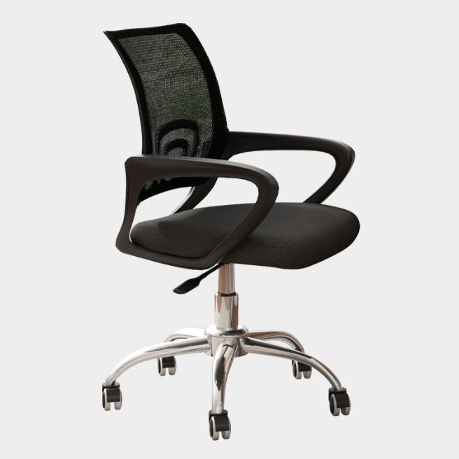 Silla de oficina giratoria contemporánea, escritorio de microfibra, silla con respaldo medio