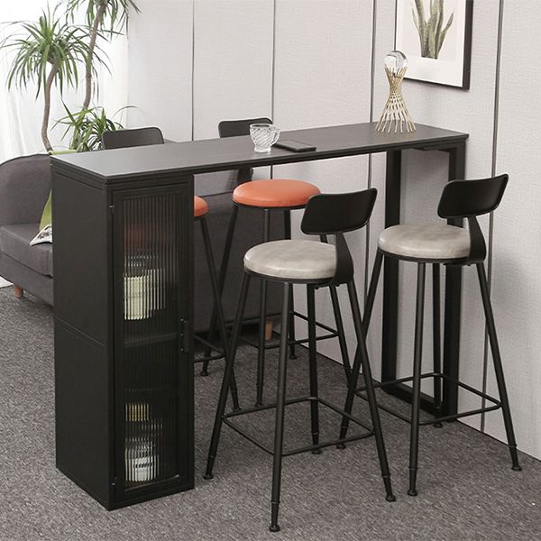 Double Pedestal Bar Table Set 1/3 Pcs Stone Top Bar Table and Upholstered Stools Clearhalo 'Bar Furniture' 'furn' 'furn_home_bar_bar_sets' 'Furniture' 'Home Bars & Bar Sets' 'home_bar_bar_sets' 'Kitchen & Dining Furniture' 1200x1200_8a25e99b-12e4-40b2-974a-1caab1a442a1