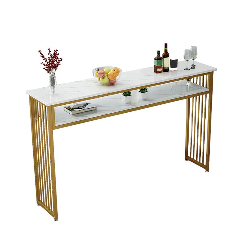 Rectangle Bar Pub Table Set 1/3/4/5 Pcs Metal and Wood Bar Table and Upholstered Stools Clearhalo 'Bar Furniture' 'furn' 'furn_home_bar_bar_sets' 'Furniture' 'Home Bars & Bar Sets' 'home_bar_bar_sets' 'Kitchen & Dining Furniture' 1200x1200_8a265559-b11f-460a-899c-5035d3373449