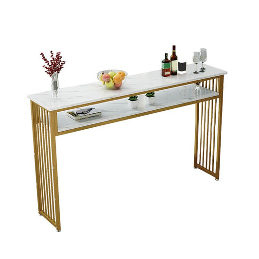 Rectangle Bar Pub Table Set 1/3/4/5 Pcs Metal and Wood Bar Table and Upholstered Stools Clearhalo 'Bar Furniture' 'furn' 'furn_home_bar_bar_sets' 'Furniture' 'Home Bars & Bar Sets' 'home_bar_bar_sets' 'Kitchen & Dining Furniture' 1200x1200_8a265559-b11f-460a-899c-5035d3373449