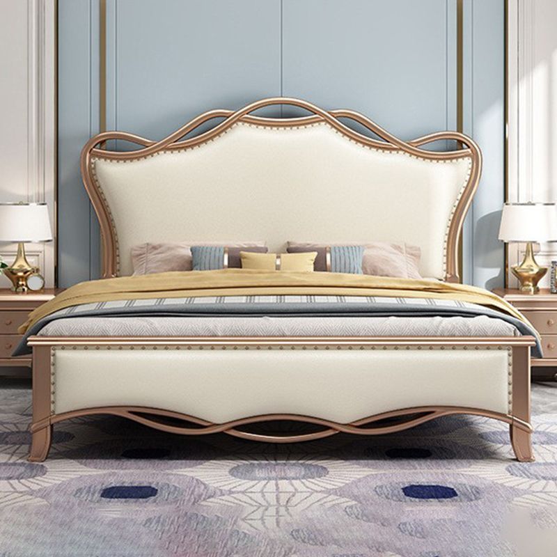 Solid Color Panel Bed Panel Victorian Bed Frame With Custom Gold Legs