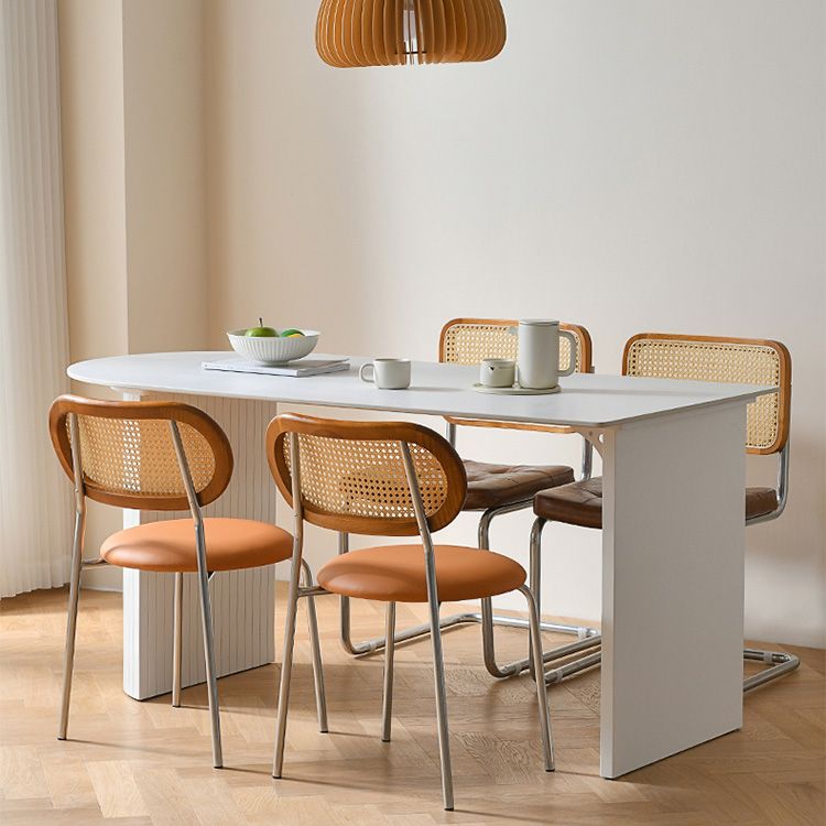 Tavolo da pranzo moderno in pietra Tavolo con doppio piedistallo per sala da pranzo