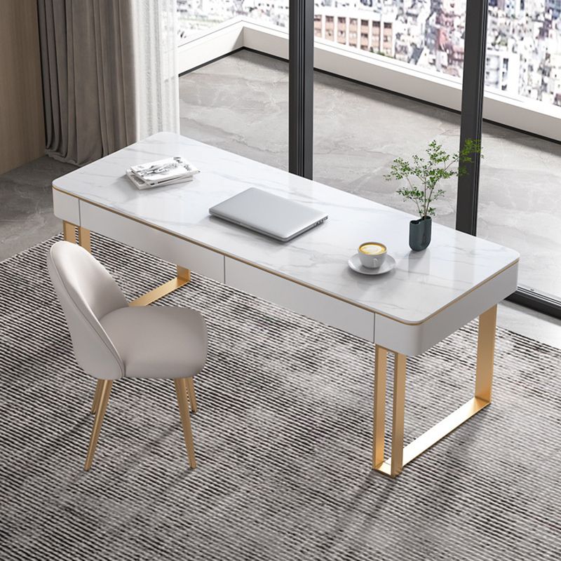 Curved Sled Writing Desk with 2 Drawers Office Desk Stone and Metal Clearhalo 'furn' 'furn_office_desk' 'Furniture' 'Office Desks' 'Office Furniture' 'office_desk' 1200x1200_8a29285f-8f1c-458b-b594-b86332fb7264