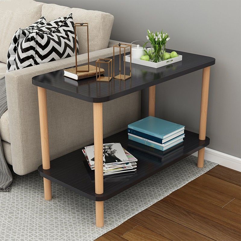Cocktail Table Artificial Wood White/black/wood/red Square Coffee Table