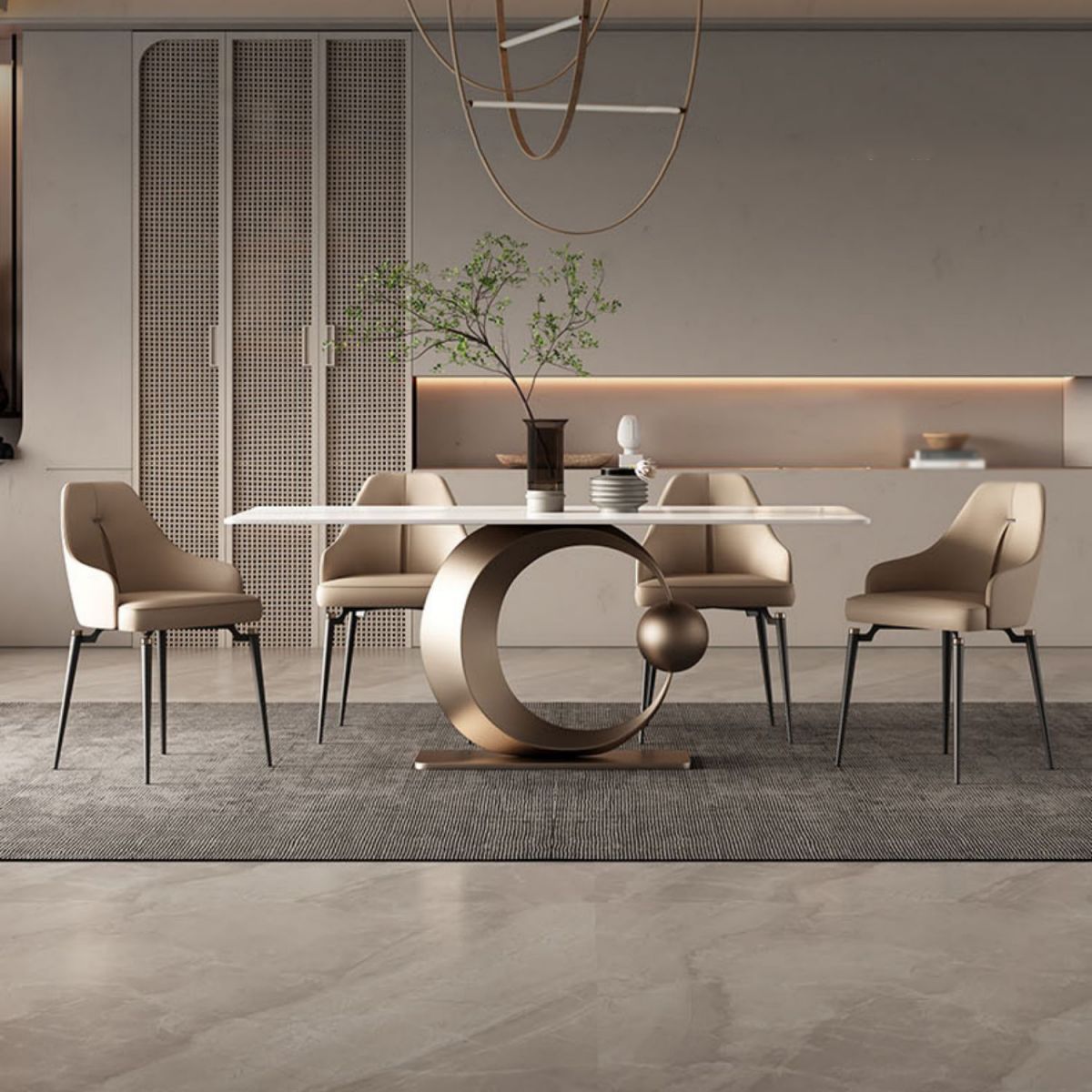 Glam Style 1/4/5/7 Pieces Dining Set Rectangle Sintered Stone Dining Table Set Clearhalo 'Dining Room Sets' 'Dining Tables & Seating' 'dining_room_set' 'furn' 'furn_dining_room_set' 'Furniture' 'furniture_dining_room_set' 'Kitchen & Dining Furniture' 'kitchen&dining_furn' 'kitchen' 1200x1200_8a2acfc7-b19f-4b7e-88b0-176ae6d818b1