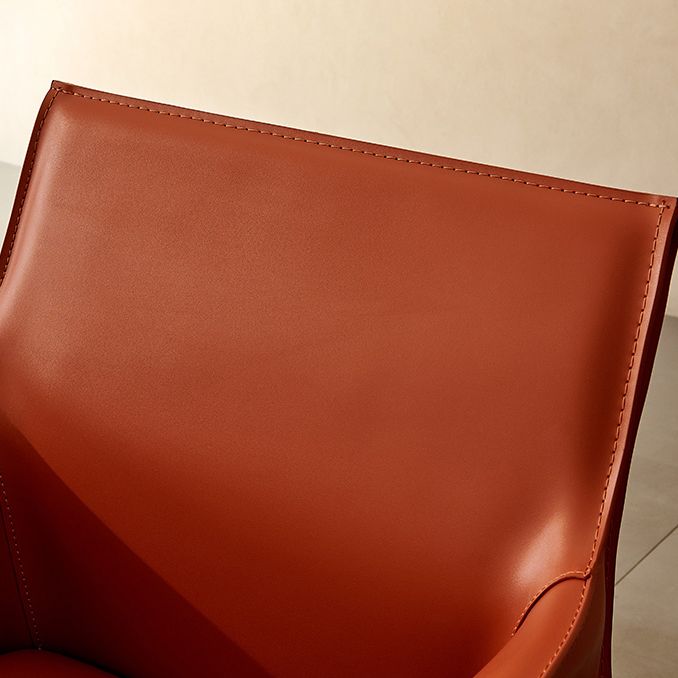 Silla de comedor de brazo moderno de cuero de cuero de la espalda baja de la espalda lateral