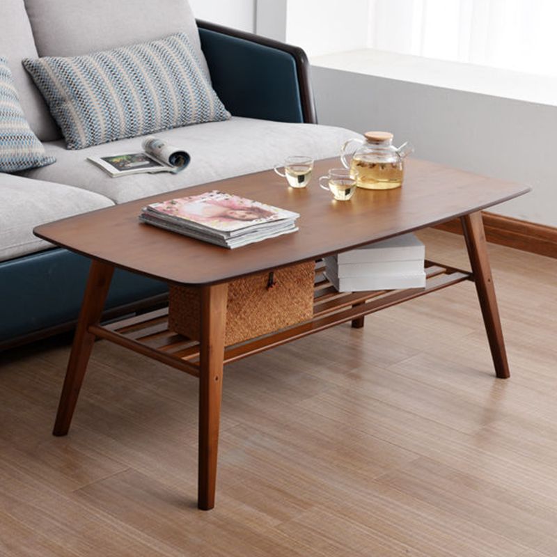 Nordic Style Wood/tan Solid Wood with Storage Rack Coffee Table Clearhalo 'Coffee & Accent Tables' 'Coffee Tables' 'coffee_tables' 'furn' 'furn_coffee_tables' 'Furniture' 'Living Room Furniture' 1200x1200_8a2d2081-a8c3-4633-9e4e-16c5114a4637