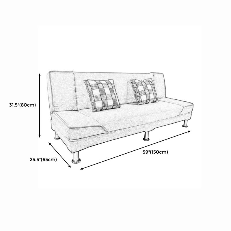 Linen Convertible Sleeper Sofa Sewn Pillow Back Armless Sofa Clearhalo 'Furniture' 'furniture_sofas' 'kitchen' 'kitchen_sofas' 'Living Room Furniture' 'Sofa' 'sofas' 1200x1200_8a2e7137-db31-49c4-ab1d-692168b73e52