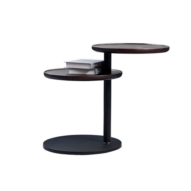 Modernistic Living Room Double Tier Round with Storage Pedestal Wood Side Table Clearhalo 'Coffee & Accent Tables' 'End & Side Tables' 'end_side_tables' 'furn' 'furn_end_side_tables' 'Furniture' 'Living Room Furniture' 1200x1200_8a31720f-2b5e-4e3b-baf1-532aaa3c4691