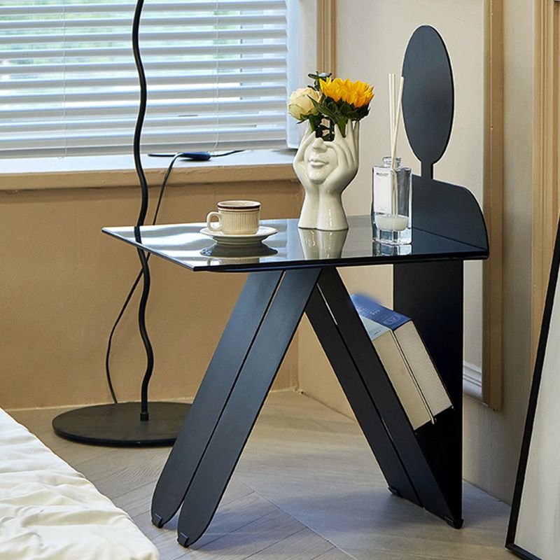 18.90" Wide Contemporary Corner Table Glass Clear Accent Side Table Clearhalo 'Coffee & Accent Tables' 'End & Side Tables' 'end_side_tables' 'furn' 'furn_end_side_tables' 'Furniture' 'Living Room Furniture' 1200x1200_8a35ba2a-81fc-41a3-b3a5-c6ab83f45d15