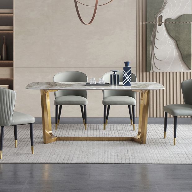 Metal Modern Rectangle Dining Table Sintered Stone Table for Dining Room Clearhalo ' dining_table' 'Dining Tables & Seating' 'Dining Tables' 'Furniture' 'furniture_dining_table' 'Kitchen & Dining Furniture' 'kitchen&dining_furn' 'kitchen' 'kitchen_dining_table' 1200x1200_8a36da28-d218-4438-a4d2-91c7ee5624be