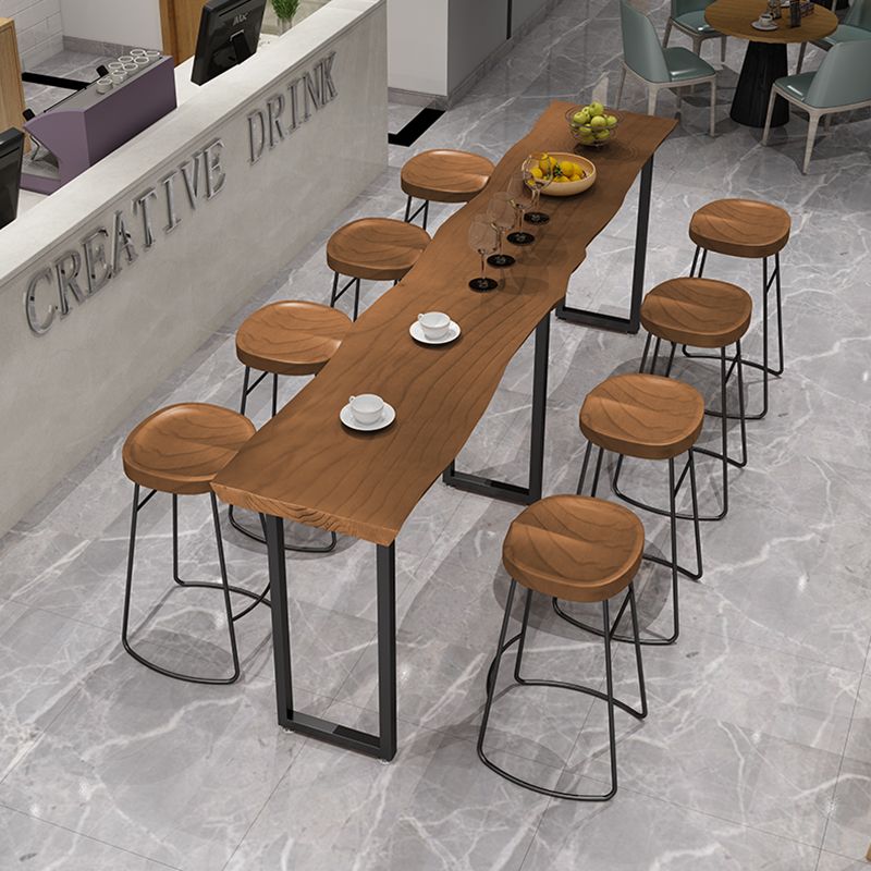 Modern Wood and Metal Bistro Accent Dining Table Sled Indoor Patio Bar Table Clearhalo 'Bar Furniture' 'Bar Tables' 'bar_tables' 'furn' 'furn_bar_tables' 'Furniture' 'furniture_bar_tables' 'Kitchen & Dining Furniture' 1200x1200_8a373e30-7f46-4974-b717-51fd98708e4e