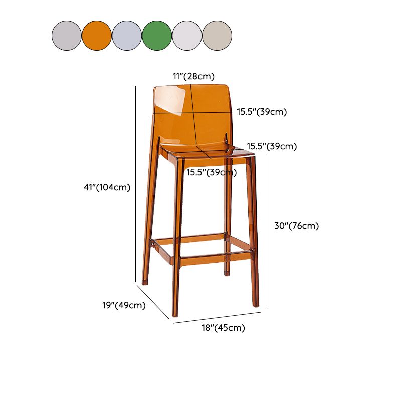 Nordic Style Acrylic Backrest Counter High Stool with 4 Legs