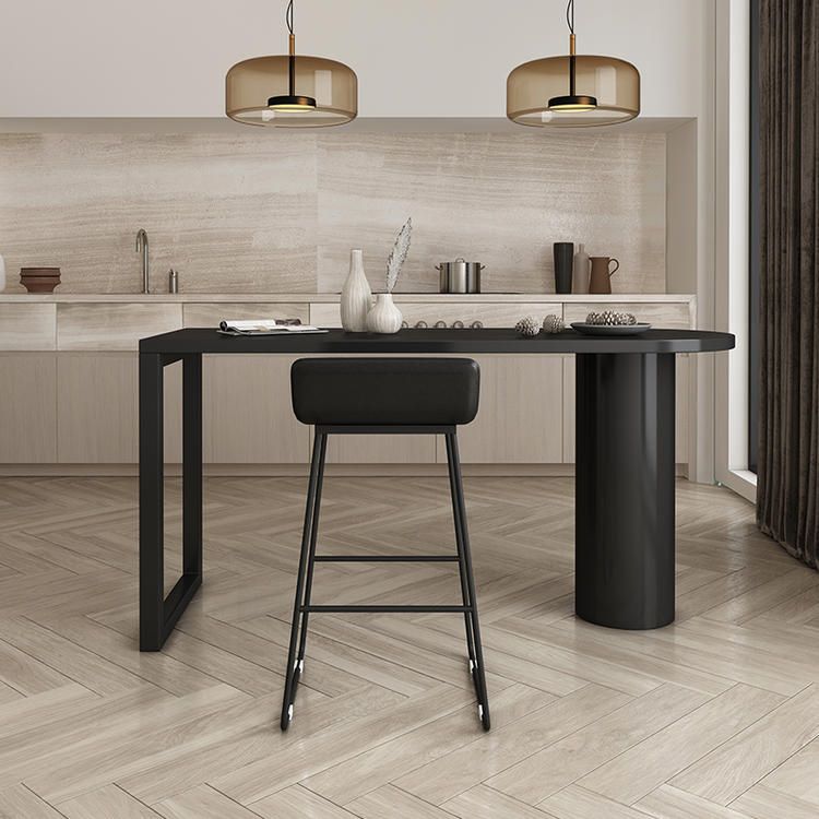 Wood Bar Stool Table with Specialty Table Top Double Pedestal Table - 41.3" H Clearhalo 'Bar Furniture' 'Bar Tables' 'bar_tables' 'furn' 'furn_bar_tables' 'Furniture' 'furniture_bar_tables' 'Kitchen & Dining Furniture' 1200x1200_8a39ee81-e038-407e-ba48-4b00c5c2a575