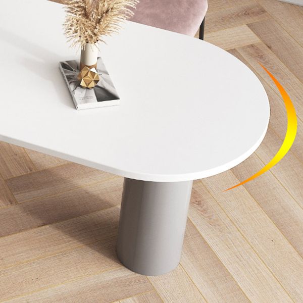 Modern Oval Dining Table Grey Solid Wood Double Pedestal Table Home Kitchen Dinner Clearhalo 'Dining Tables & Seating' 'Dining Tables' 'dining_table' 'furn' 'furn_dining_table' 'Furniture' 'furniture_dining_table' 'Kitchen & Dining Furniture' 'kitchen' 'kitchen_dining_table' 1200x1200_8a3c1759-f211-48f1-9627-406687c5b1a7