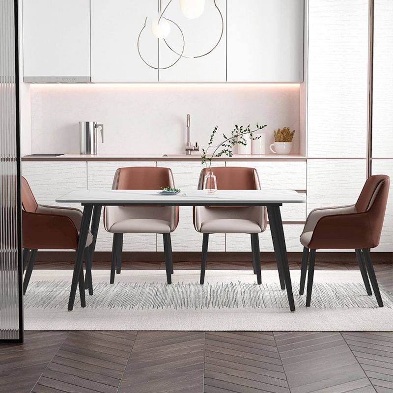 Leather Dining Armchairs Upholstered Solid Back Arm Chairs with Black Legs Clearhalo ' kitchen&dining_furn' 'Dining Chairs' 'Dining Tables & Seating' 'dining_chair' 'furn' 'furn_dining_chair' 'Furniture' 'furniture_dining_chair' 'Kitchen & Dining Furniture' 'kitchen' 1200x1200_8a3d4c18-7ca1-4a88-a476-9d8f8d6d78a5