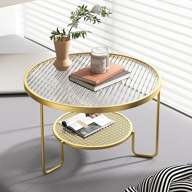 Frame Metal Coffee Table Shelf Included Round Single Cocktail Table Clearhalo 'Coffee & Accent Tables' 'Coffee Tables' 'coffee_tables' 'furn' 'furn_coffee_tables' 'Furniture' 'Living Room Furniture' 1200x1200_8a3fb100-a813-4340-a2e9-da73fee88f49