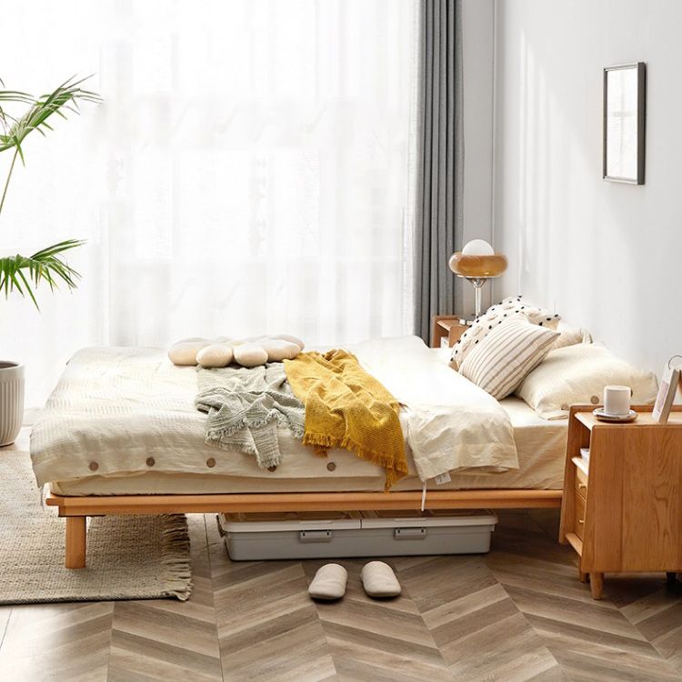 Solid Wood Platform Bed Scandinavian Low Profile Bed Frame in Brown Clearhalo 'Bedroom Furniture' 'Beds' 'furn' 'furn_beds' 'Furniture' 1200x1200_8a3fbfbb-e037-482c-9e9d-4b2e5803a5d8