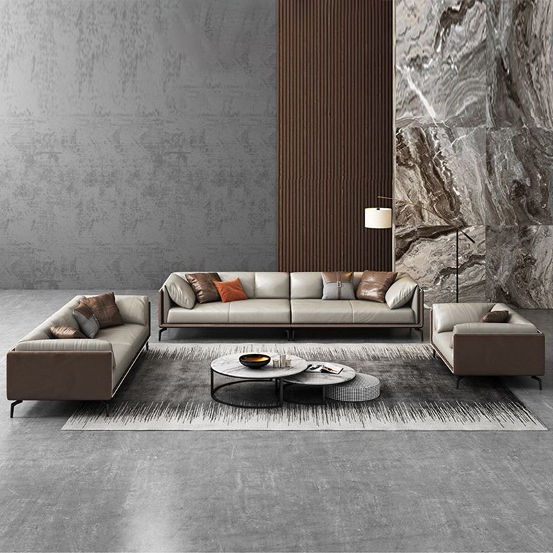 Salon stationnaire contemporain authentique coussin de haut en cuir coussins