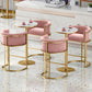 Glam Backrest Armrest Counter Stool Iron Cafe Bar Stool with Velvet Cushion and Pedal Clearhalo 'Bar Furniture' 'Bar Stools' 'bar_stools' 'furn' 'furn_bar_stools' 'Furniture' 'furniture_bar_stools' 'Kitchen & Dining Furniture' 1200x1200_8a41e5aa-c146-4117-ac25-7397580dcb5a