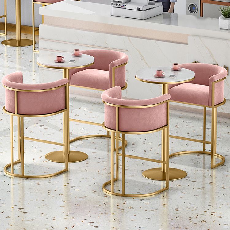 Glam Backrest Armrest Counter Stool Iron Cafe Bar Stool with Velvet Cushion and Pedal Clearhalo 'Bar Furniture' 'Bar Stools' 'bar_stools' 'furn' 'furn_bar_stools' 'Furniture' 'furniture_bar_stools' 'Kitchen & Dining Furniture' 1200x1200_8a41e5aa-c146-4117-ac25-7397580dcb5a