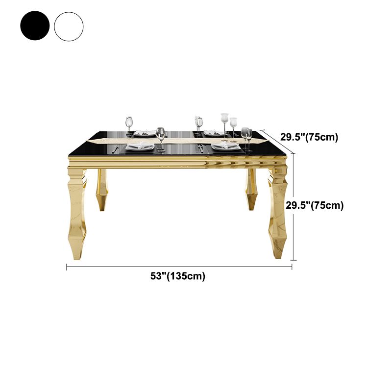 Metal Traditional Luxury Rectangle Indoor Table Glass Top Table with 4 Legs Clearhalo 'Dining Tables & Seating' 'Dining Tables' 'dining_table' 'furn' 'furn_dining_table' 'Furniture' 'furniture_dining_table' 'Kitchen & Dining Furniture' 'kitchen' 'kitchen_dining_table' 1200x1200_8a448e4c-0b69-42e5-b47f-ee9f201c9647