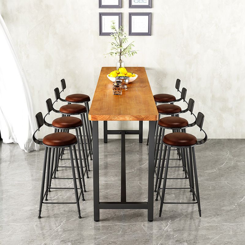 Taburetes de bar de madera contemporáneos, taburete de bar sin brazos con patas de metal