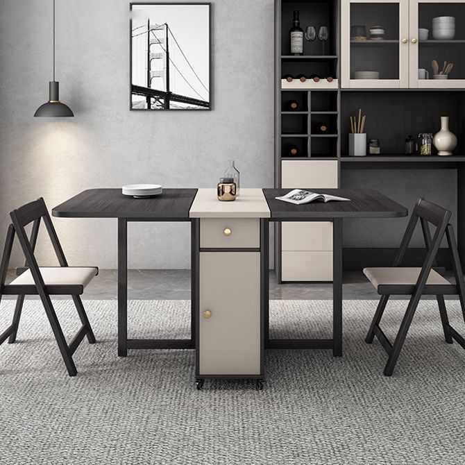 Mid-Century Modern Dining Room Table Drop-Leaf Table with Ash Solid Wood Base,59"L x 29.1"H Clearhalo ' dining_table' 'Dining Tables & Seating' 'Dining Tables' 'furn' 'furn_dining_table' 'Furniture' 'furniture_dining_table' 'Kitchen & Dining Furniture' 'kitchen&dining_furn' 'kitchen' 'kitchen_dining_table' 1200x1200_8a458312-c058-48d6-9bda-62b150710b79