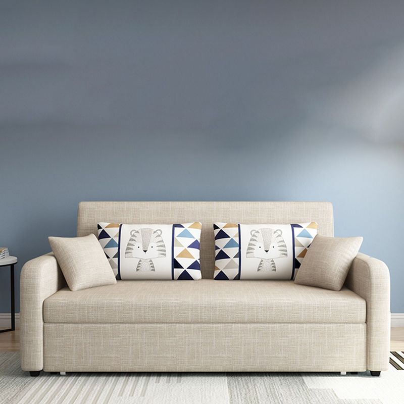 リネンコンテンポラリースクエアアームソファベッド折りたたみ可能なコンバーチブルソファ用アパート、洗える