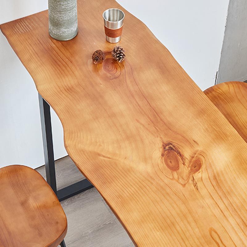 Pine Wood Top Bar Table Industrial Style Bar Table with Iron Sled Base