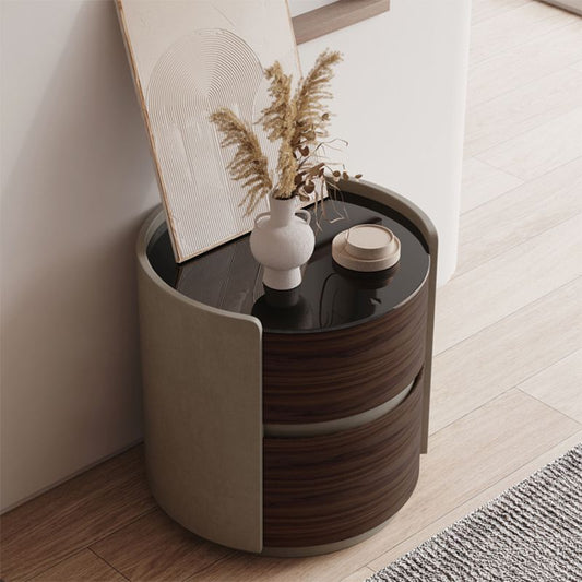 2 Schubladen zeitgenössischer Nachttisch Antike Finish -Nachtkabinett